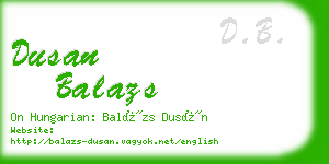 dusan balazs business card